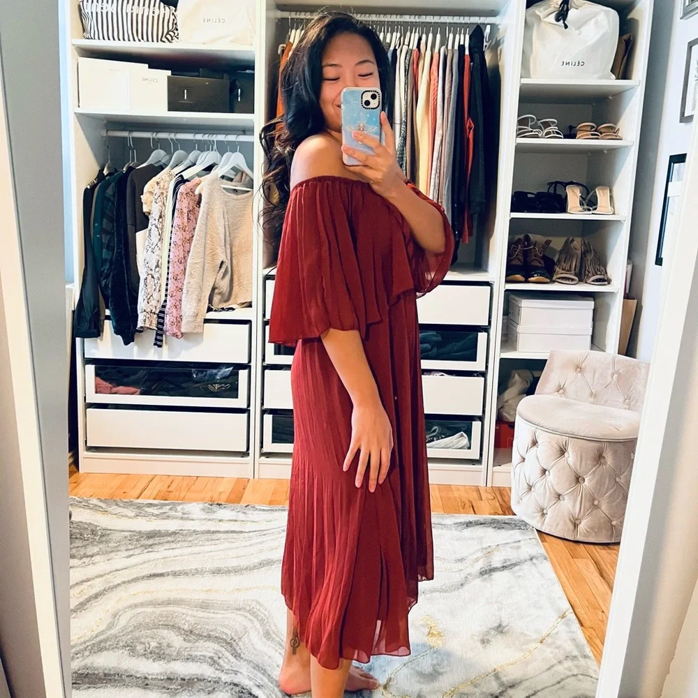NWT ASOS Rust Ruffle Strapless Dress - Picture 2 of 9